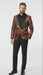 Men’s Red and Gold Floral Pattern Paisley  Shawl Lapel | Luxury Evening and Party Wear Jacket Prom Christmas New Year Blazer