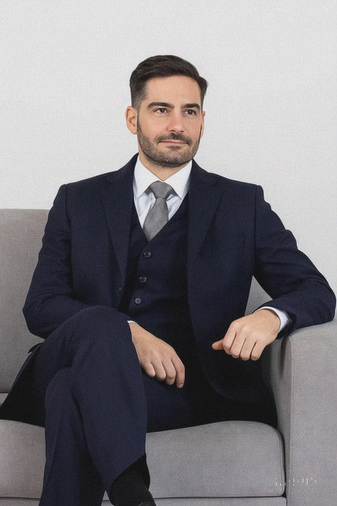 Navy-Three Button Suit 