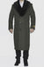 Men's Olive Green Removable Fur Collar Full Length Wool Overcoat