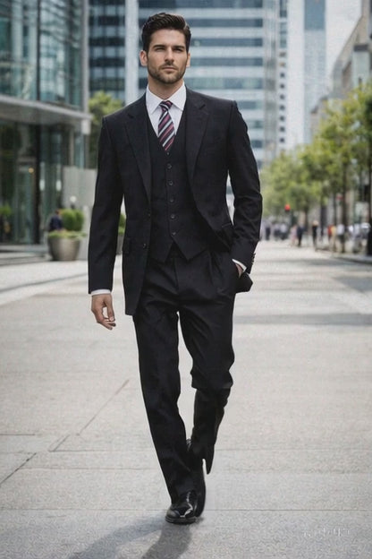 High Quality 2 Button Solid Colors Vested Men's Suits Comes in 5 Colors 3 ~ Three Piece Suit