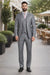 Men'S Two Button Vested Shiny Flashy Metallic Light Grey Slim Fit Suit