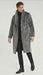 Men’s Luxury Long Grey Faux Fur Coat – Winter Overcoat with Animal Print Design