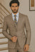 Tan Plaid Suit - Vested Suit - 3 Piece Suits - Peak Lapel Suits - Windowpane Suit - 2 Button