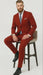 Men’s Red Pinstripe Suit – Stripe Two-Button Vested Suit 2 Buttons