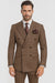 Suits With Baggy Pleated Pants - Wide Leg Pants 100% Wool - Classic Fit in Brown Plaid Color by Rossiman