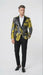 Men’s Yellow Tuxedo Black and Gold Floral Pattern Blazer | Formal Jacket - Prom Dinner Jacket + Black Pants + Bowtie