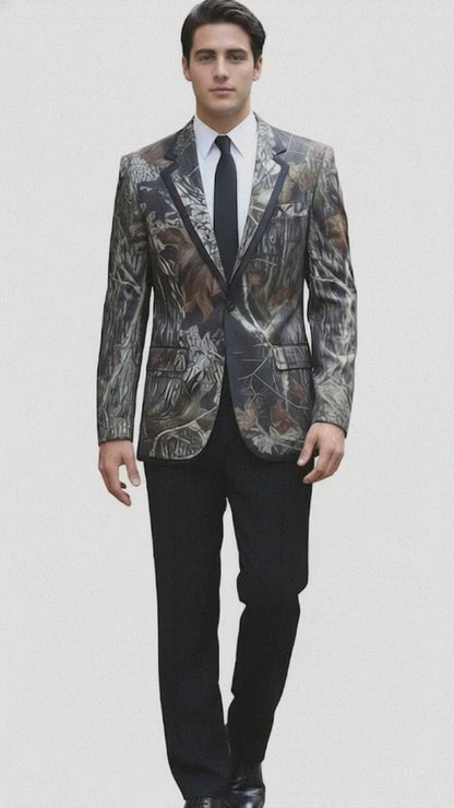 Camouflage Tuxedos with Black Pants and Black Tie