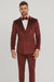 Burgundy Velvet Double Breasted Suits - Velvet Pants - Slim Fit Suit