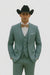 Western Suit - Trajes Para Hombres - Cowboy Formal Attire - Trajes De Novio - Sea Glass Green