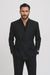 Tiglio Rosso Suit  - Classic Fit Athletic Cut 100% Wool Super 150s Italian Fabric Peak Lapel in Color Dark Black