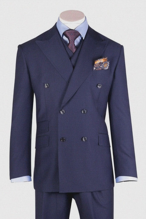 Tiglio Rosso Mens French Blue Wool Double Breasted Suit