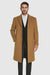 Men’s Camel Overcoat – Classic Single Breasted Wool Long Coat with Peak Lapel