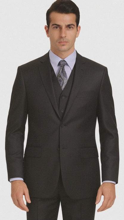 Vitali Brand Suits - Men's Charcoal  Regular Fit Vested Suit