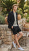 Men’s Black Summer Business Suit with Shorts Pants Set