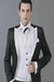 Men's Black and White  Lapel Peak Lapel Vested 3 Piece 1 Button Tuxedo With White Lapel Suit with white vest or black vest