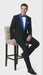 Men’s Black Tuxedo with Royal Blue Shawl Lapel | Modern Formal Dinner Jacket Suit + Pants for Weddings, Proms