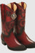 Men's King Exotic Snip Toe Stingray Boots Single Stone Handmade Burnished Burgundy