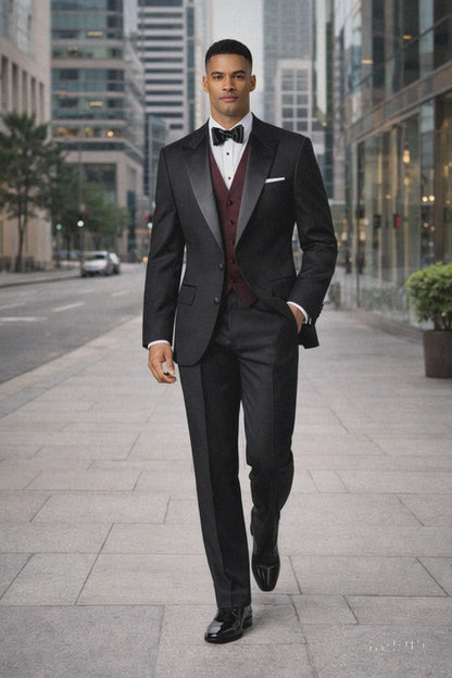 Men'S 2 Buttons Tuxedo 2 Buttons Tuxedo Jacket + Pants Satin