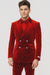 Velvet Suits - Double Breasted Suits - Slim Fit Suit Burgundy