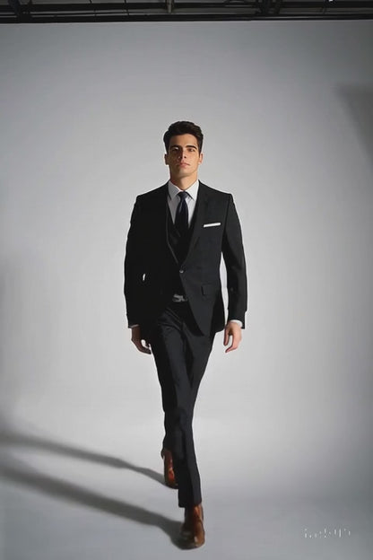 Brand: Caravelli Collezione Suit - Caravelli Suit - Caravelli Italy Caravelli Men'S 3-Piece Slim Fit 2-Button Midnight Blue Vested Dress Suit Set