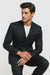 Mens Double Breasted Bold Windowpane Suit in Black