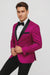 Mens Fuchsia Pink Satin Tuxedo Jacket with Black Peak Lapel – Bold Slim Fit Formal Suit