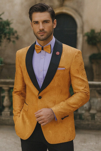 Designer Men’s Gold Tuxedo Blazer – Slim Fit Formal Style