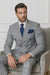 Suits With Baggy Pleated Pants - Wide Leg Pants 100% Wool - Classic Fit in Color Grey with Blue Plaid by Rossiman