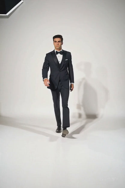 Men's Steel Grey 1 Button  Peak Lapel Suit