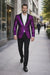 Men'S Purple Shiny Sequin Paisley 1 Button Blazer Dinner Jacket Sport Coat Jacket Sharkskin Flashy Stage Available In Peak Lapel