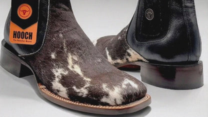 Cowhide Short Cowboy Boots by Hooch Boots
