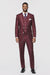 Slim Style   Milano Suits by Milano Moda Men's Burgundy ~ Wine ~ Maroon Suit  Shiny Flashy 3 Piece Burgundy Men's Sharkskin Suit