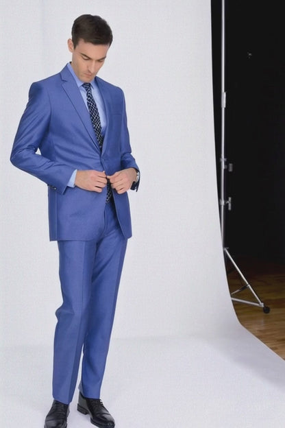 Men'S 2 Button Teal Blue Cobalt ~ Indigo ~ Bright Blue Cobalt Steel Darker Than Royal Color Dress Suits For Men