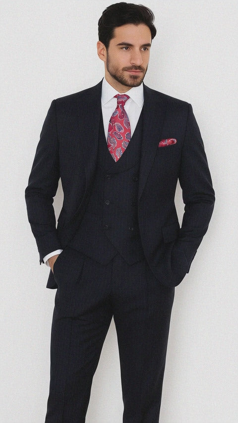 Blue Stripe Mens Suit
