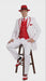 Men’s 1920s White and Red Pinstripe Zoot Suit with Fedora Hat and Wingtip Shoes – Vintage Gangster 3-Piece New Year Holiday Christmas Suit