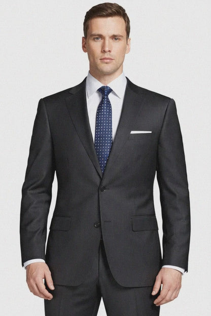 Carlo Lusso Black Two-button Poly Blend Suit Modern Fit