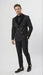 Men’s Black Double Breasted Tuxedo Suit – Luxury Formal Dinner Jacket Gold Buttons Velvet Lapel