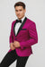 Mens Fuchsia Pink Satin Tuxedo Jacket with Black Peak Lapel – Bold Slim Fit Formal Suit