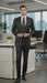 Men'S 2 Piece 100% Executive Suit - Charcoal With Silver Stripe ~ Pinstripe - 100% Percent Wool Fabric Suit - Worsted Wool Business Suit