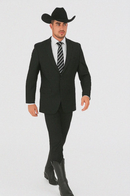 Buy 10 and More $59  quality Men's 2 Buttons Black Discounted affordable clearance sale Suit Black  Modern Fit