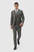 Mens Plaid Suit 2 button Vested windowpane  Pant Suit Charcoal - Three Piece Suit