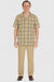 Men’s Beige Checkered Casual Shirt – Short Sleeve Comfort Fit