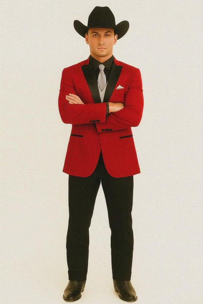 Men's Red  One Button Suit Modern Fit