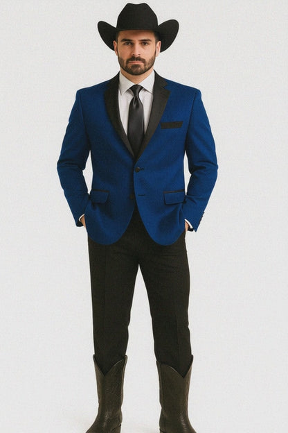 Two Toned Royal Light Blue Two Buttons Velvet or Dress Suits for Men Fabrics (Your Choice) Tuxedo Suit Or Dinner Jacket Black Lapeled