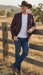 Men’s Burgundy Western  Blazer Jacket, Textured Cowboy Style Sport Coat for  - Tweed Herringbone Maroon Color