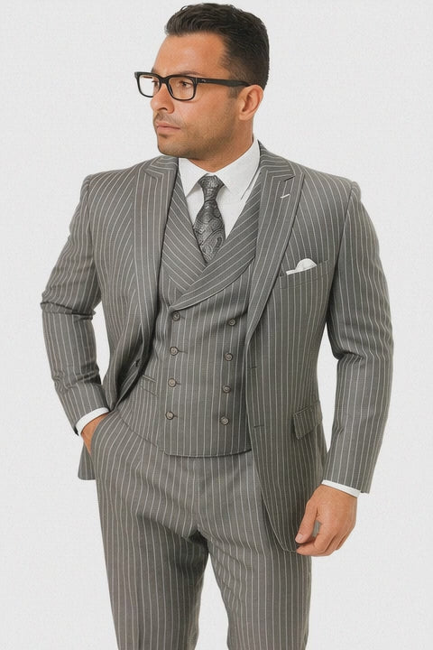  2 Button Double Breasted Vest Suit 