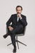 Men's 3 Button Pinstripe Dark Navy Dark Blue Suit
