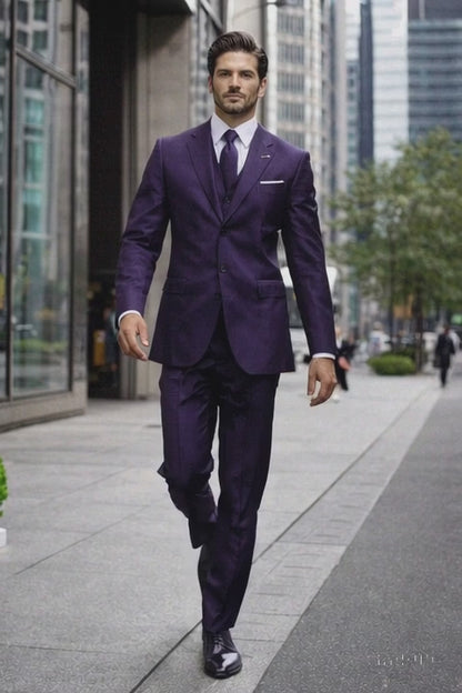 Beautiful Men'S Dark Purple Fashion Dress With Nice Cut Smooth Soft Fabric Affordable Men'S Dress Suit For Sale