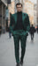 Mens Single Breast Suit Green - Sateen Shiny Fabric Metallic Fabric - Sharskin