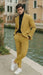 Men’s Gold Double Breasted Suit – Classic 1920s Camel Color Formal Slim Fit Suit